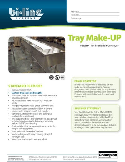 Bi-Line Tray Make Up Conveyor Fabric Belt